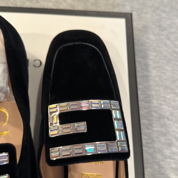 - Gucci Softy Velvet Crystal G Loafer Mocassin 39 Black - Picture 12 of 16